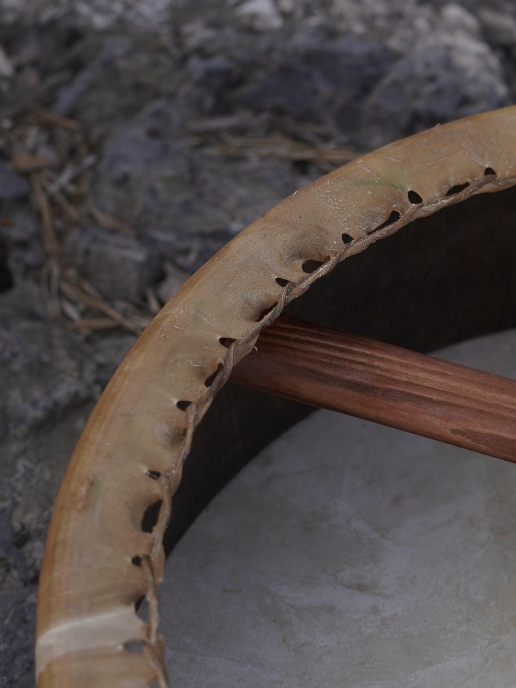 Cedar frame and the edge of the membrane